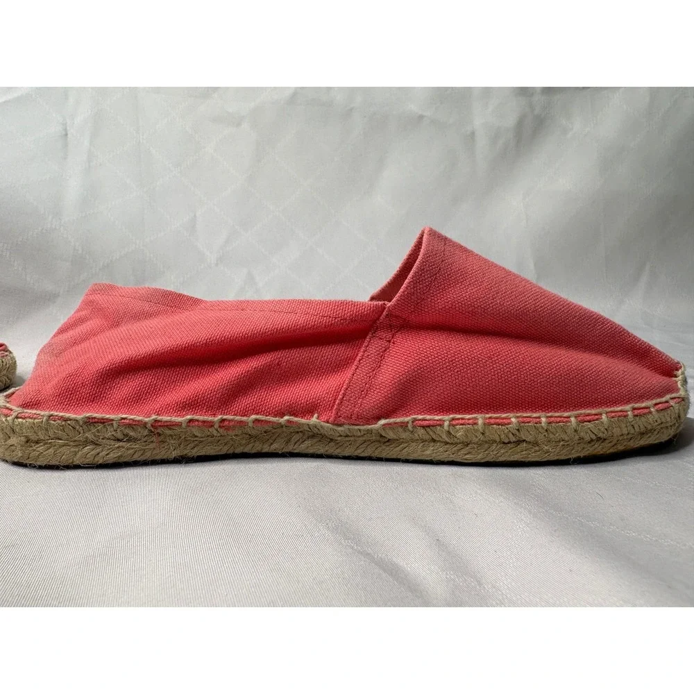 SOLUDOS Women Coral Pink Canvas Espadrille Flats Sz 37/6.5 Slip On Casual Beach